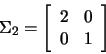\begin{displaymath}\Sigma_2=
\left[
\begin{array}{cc}
2&0 \\
0&1
\end{array}
\right]
\end{displaymath}